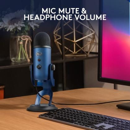 Imagem de Microfone USB Logitech Blue Yeti para Criadores - Streaming, Podcast, Jogos - 4 Padrões Polares