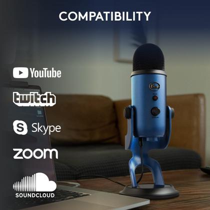 Imagem de Microfone USB Logitech Blue Yeti para Criadores - Streaming, Podcast, Jogos - 4 Padrões Polares