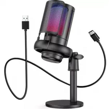 Imagem de Microfone USB para Jogos Tomate MT-1070R com Iluminação RGB