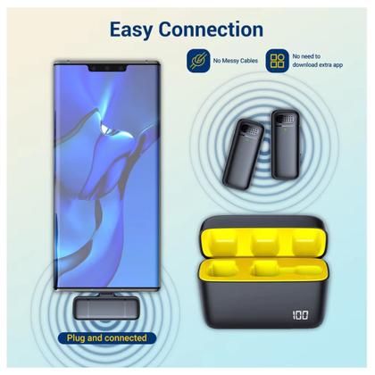 Imagem de Microfone Wireless 2.4 Ghz Bluetooth Lapela Duplo Para Tipo-C  15,16 e Androide