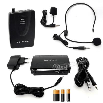 Imagem de Microfone Wireless Lapela e Headset Profissional, Receptor, Transmissor e 30m Alcance MT2201