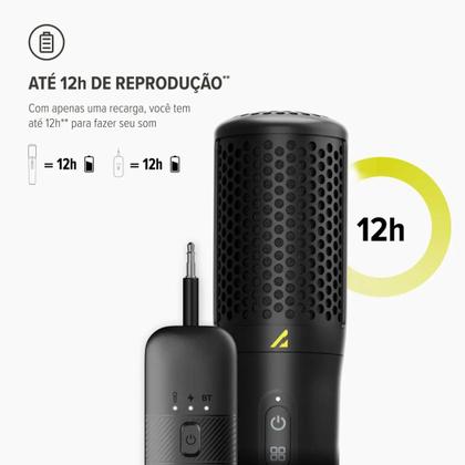Imagem de Microfone wireless sem fio waaw vocal 100 pro recarregável preto