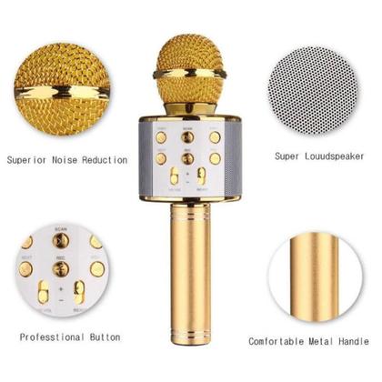 Imagem de Microfone Ws-858 Bluetooth Gold Sem Fio Com Alto-Falante Homologação: 79081908726