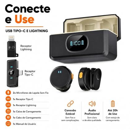 Imagem de Microfones Lapela Sem Fio para Gravação Profissional no Celular