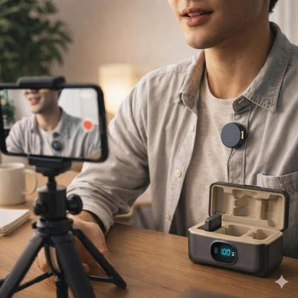 Imagem de Microfones Lapela Sem Fio para Gravação Profissional no Celular
