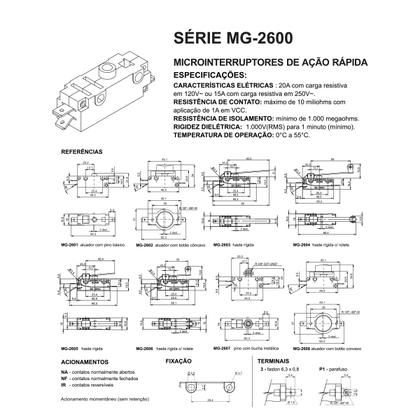 Imagem de Microinterruptor Fim de Curso 20A MG-2603 MarGirius