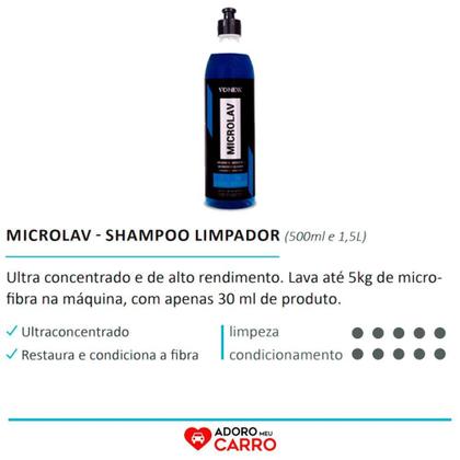 Imagem de Microlav Vonixx 500ml Lavagem Pano Microfibra Restaura Fibra