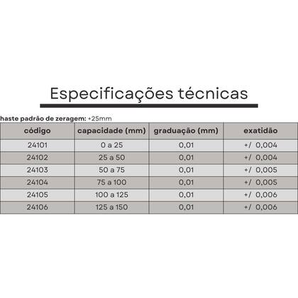 Imagem de micrometro externo 050 a 075 mm x 0,01 mm
