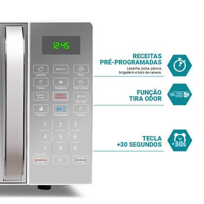 Microondas 20 Litros Philco PME25 1100w Limpa Fácil Espelhado Imagem de Microondas 20 Litros Philco PME25 1100w Limpa Fácil Espelhado