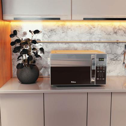 Imagem de Microondas 28L PMO30S Espelhado 1100w com Função Tira Odor e 6 Receitas Pré Programadas Philco