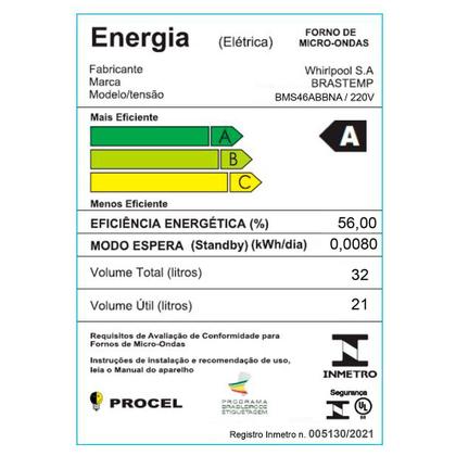 Imagem de Microondas 32 Litros com Menu Gourmet 900W BMS46AB Brastemp