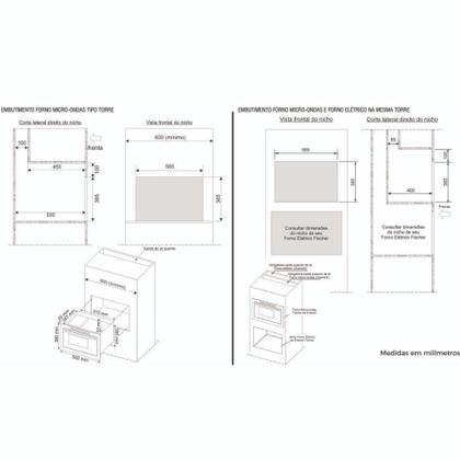 Imagem de Microondas de Embutir 25L com Dourador 127V Inox Fischer