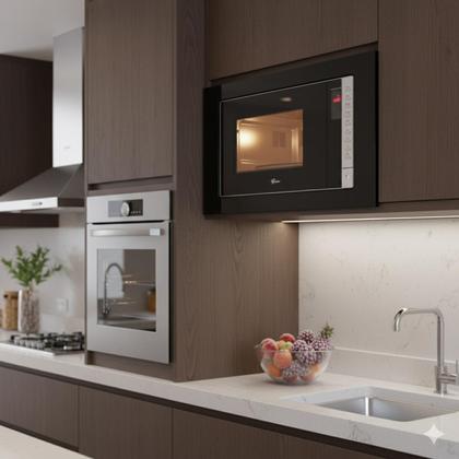 Imagem de Microondas de Embutir Fischer Fit Line 25 Litros Painel Digital com Função Descongelar 127 V Preto