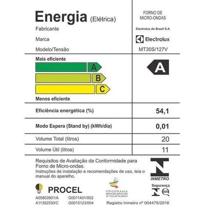 Imagem de Microondas Electrolux MT30S 127V Inox Espelhado com Função Tira Odor