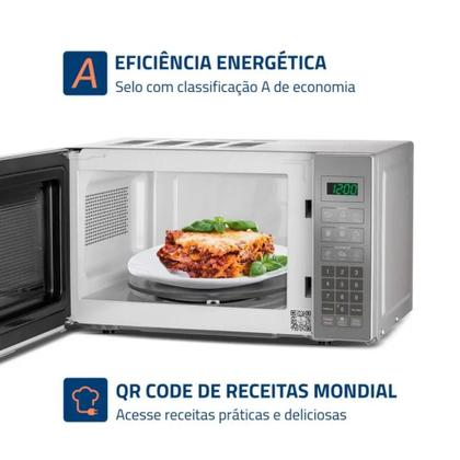 Imagem de Microondas Mondial 21 Litros com Função Tirar Odor 1200W Espelhado 220V - MO-01-21-E