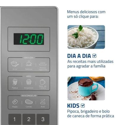 Imagem de Microondas Mondial 21 Litros com Função Tirar Odor 1200W Espelhado 220V - MO-01-21-E