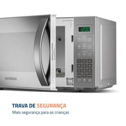 Imagem de Microondas Mondial 21 Litros com Função Tirar Odor 1200W Espelhado 220V - MO-01-21-E