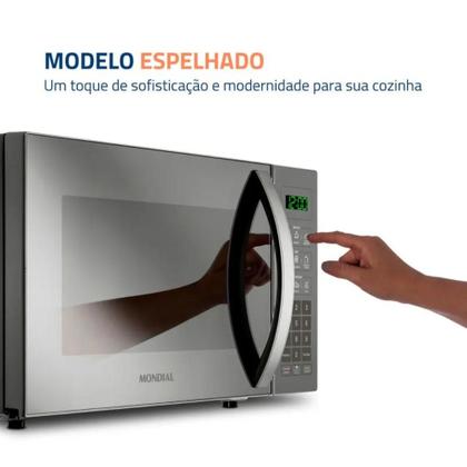 Imagem de Microondas Mondial 21 Litros com Função Tirar Odor 1200W Espelhado 220V - MO-01-21-E
