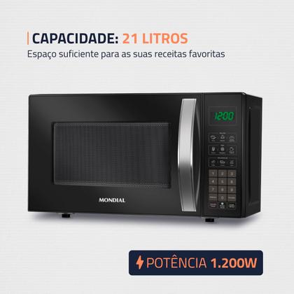Imagem de Microondas Mondial Mo 01 21 B 1200w 60Hz 21 Litros 220v