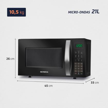 Imagem de Microondas Mondial Mo 01 21 B 1200w 60Hz 21 Litros 220v