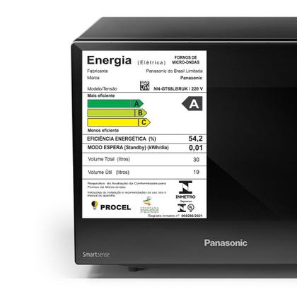 Imagem de Microondas Panasonic Com SmartSense e Dupla Refeição 30L Preto - NN-GT68LBRU