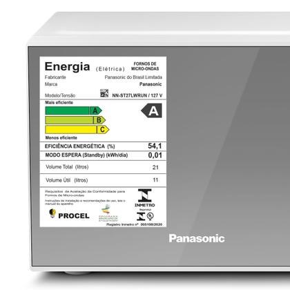 Imagem de Microondas Panasonic Tecnologia Pega Fácil 21L Branco Espelhado - NN-ST27LWRU