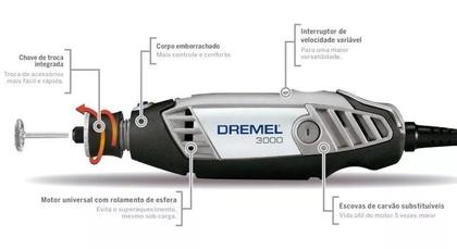 Imagem de Microrretifca dremel 3000 2/30 c/kit eixo + guia 220v