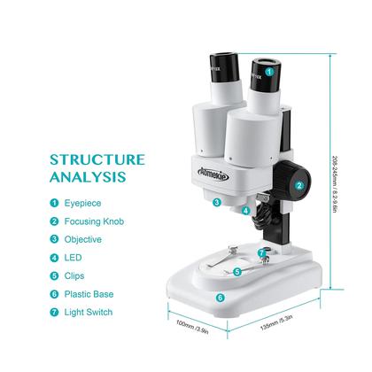 Imagem de Microscópio AOMEKIE para crianças e estudantes 20X 40X com Slides Insec