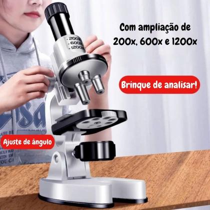 Imagem de Microscópio Brinquedo Pedagógico Infantil Ciência Led 1200x - DM TOYS