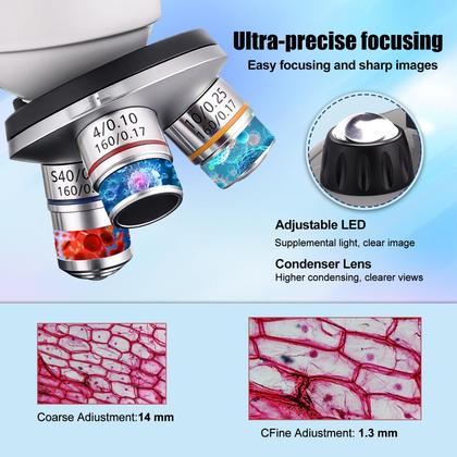 Imagem de Microscópio Composto Binocular Poothoh 40X-2000X com Estágios