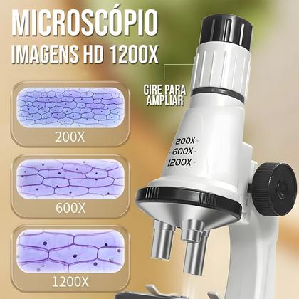 Imagem de Microscópio Portátil Educacional Didático Óptico Zoom 200x 600x 1200x - Polibrinq