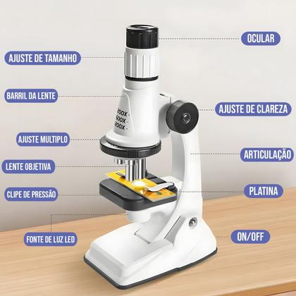Imagem de Microscópio Portátil Educacional Didático Óptico Zoom 200x 600x 1200x - Polibrinq
