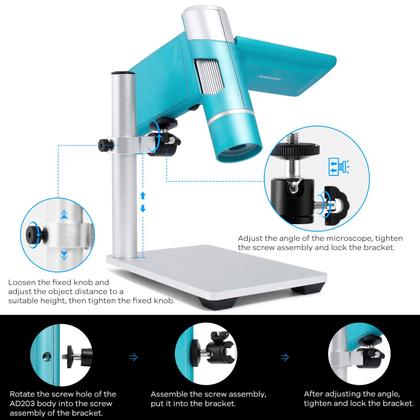 Imagem de Microscópio USB portátil Andonstar AD203 80-200X para crianças Blu