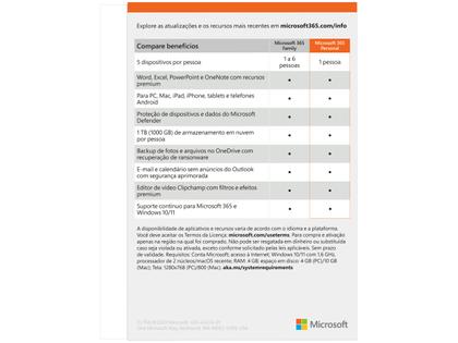 Microsoft 365 Personal Office 365 apps 1TB - 1 Usuário Assinatura Anual Imagem de Microsoft 365 Personal Office 365 apps 1TB