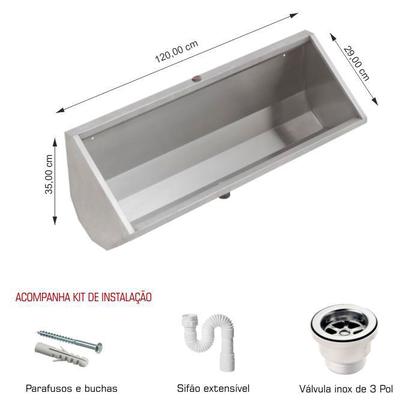 Imagem de Mictório Coletivo Inox 1,20m - Construinox