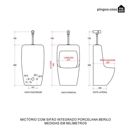 Imagem de Mictorio Com Sifão Integrado Berilo Pingoo.casa - Branco