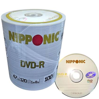 Mídia Gravável DVD-R 8x 4.7GB Nipponic 100 Und. Virgem - DVD