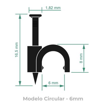 Imagem de Miguelão Fixa Fio Para Cabos 6mm com Prego de Aço Tradicional 1,8x17mm Preto - Pier Telecom (Embalagem com 100 Unidades)