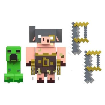 Imagem de Minecraft Legends Pacote com 2 Fidget Creeper VS Piglin Bruiser Mattel GYR98