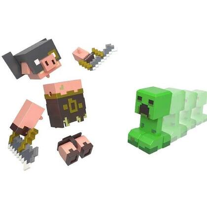 Imagem de Minecraft Legends Pacote com 2 Fidget Creeper VS Piglin Bruiser Mattel GYR98