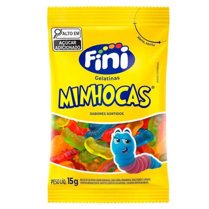 Imagem de Minhoca de Gelatina Sortidos - 180g - 12 unidades - Fini - Rizzo