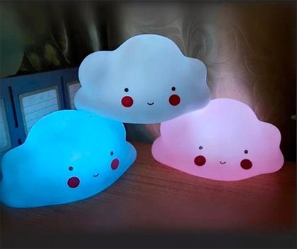 Imagem de Mini Abajur Nuvem Led Luminaria Mesa Baby Bebe Menina Rosa