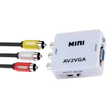 Imagem de Mini Adaptador Conversor De Vídeo Rca Av Para Vga 1080P