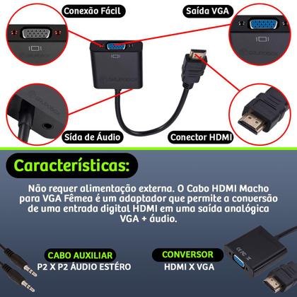 Imagem de Mini Adaptador Conversor Hdmi Vga Transmite Áudio E Vídeo