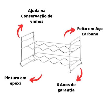 Imagem de Mini Adega Empilhavel Porta Garrafas Rack Vinho Aço 8 Garrafas Schmitt 