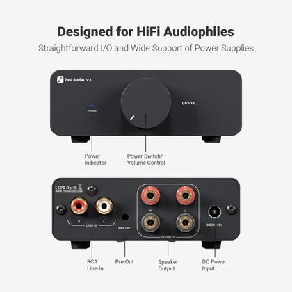Imagem de Mini amplificador estéreo Fosi Audio V3 300W x2 TPA3255 Classe D