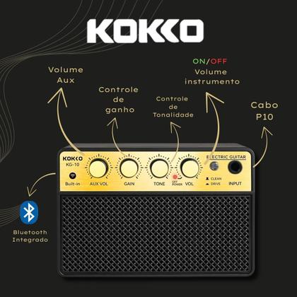 Imagem de Mini Amplificador para Guitarra com Bluetooth som Clean e Overdrive