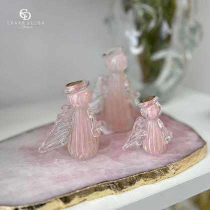 Mini Anjo Uriel Cristal Murano G Jade Rosa - Cristais Labone Imagem de Mini Anjo Uriel Cristal Murano G Jade Rosa
