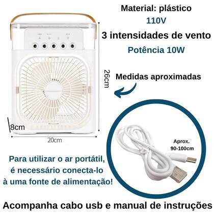 Imagem de Mini Ar Condicionado Climatizador Umidificador Portátil Usb