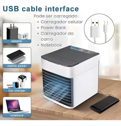 Imagem de Mini Ar-Condicionado Portátil com Luz LED Colorida para Ambientes
